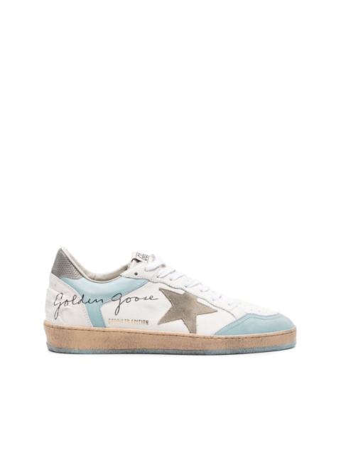 Golden Goose Men\'s Stardan LAB sneakers in laminated leather and mesh with  a blue heel tab | REVERSIBLE