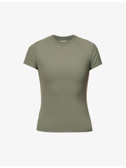 ADANOLA Soft Basics brand-print stretch-woven T-shirt