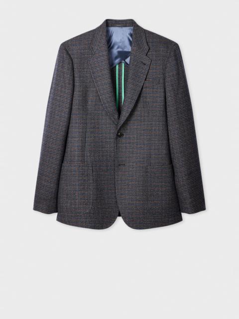 Paul Smith Navy Wool-Cashmere Check Buggy-Lined Blazer