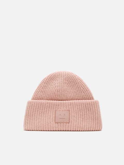 Acne Studios Face logo beanie - Yak - Dirty pink