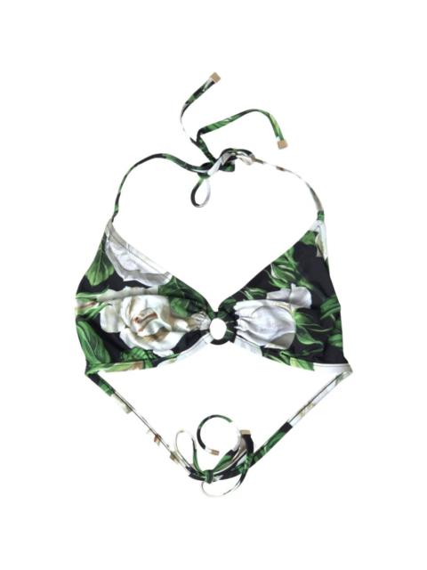 Dolce & Gabbana floral-print ring-detail bikini top