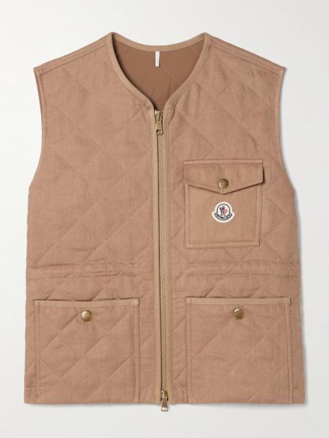 Moncler Vigny padded quilted linen vest Brown