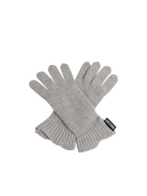 Moschino logo-patch ribbed-cuff gloves