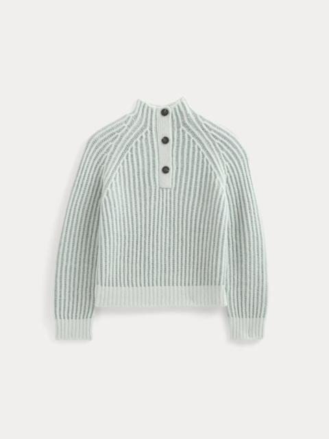 EVERLANE FUNNEL-NECK RIBBED HENLEY SWEATER