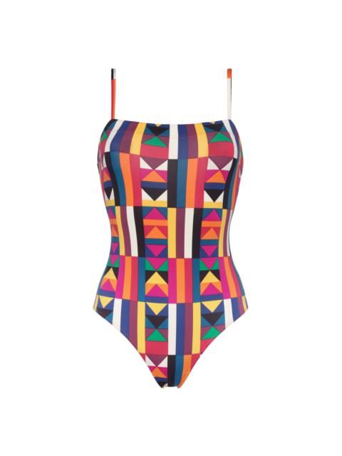 Colors geometric-print swimsuit