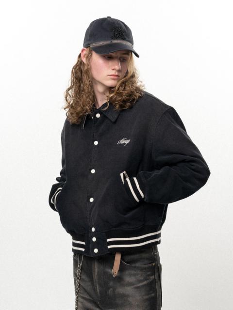 KAMIYA "GREATNESS ACT-COOL" Embroidered Sun Faded Varsity Jacket