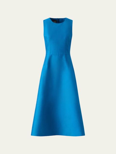 AKRIS Dupion Sleeveless Silk Shantung Midi Dress