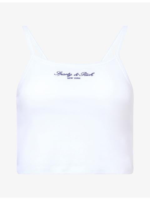 Sporty & Rich Signature NY Cropped Cotton Tank Top