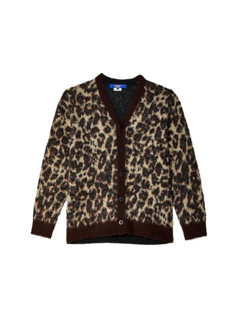 leopard-intarsia brushed cardigan