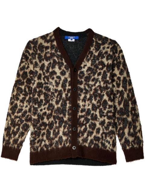 Junya Watanabe MAN leopard-intarsia brushed cardigan