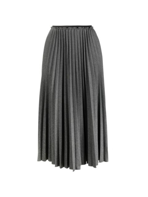 high-waisted pleated midi skirt