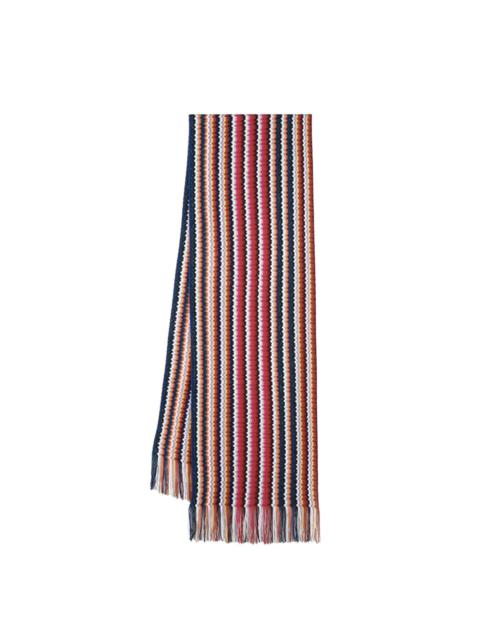 Missoni zigzag-embroidery frayed-edge scarf