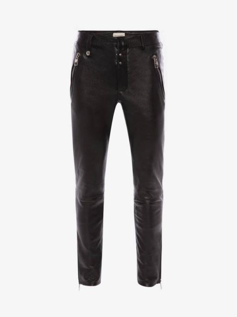 Alexander McQueen Mcqueen Classic Leather Biker Pants in Black