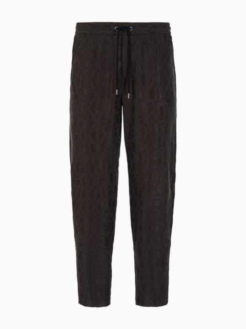 Flat-front trousers in cupro jacquard with all-over ASV monogram logo