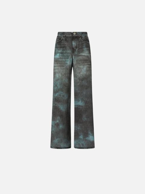 PINKO WIDE-LEG TROUSERS WITH TROMPE-L'ŒIL PRINT