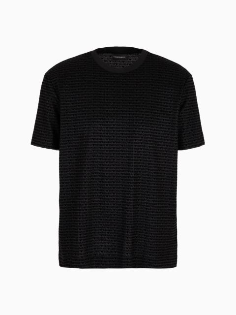 ASV Lyocell-blend jersey T-shirt with all-over flock logo lettering