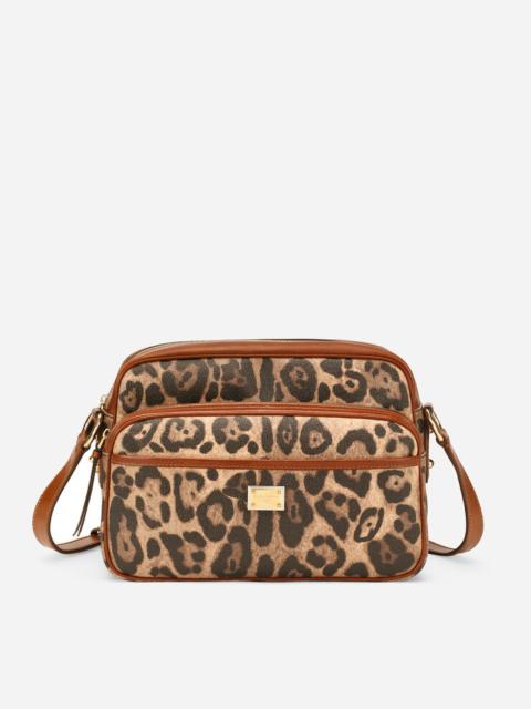 Dolce & Gabbana Leopard-print Crespo handbag with branded plate
