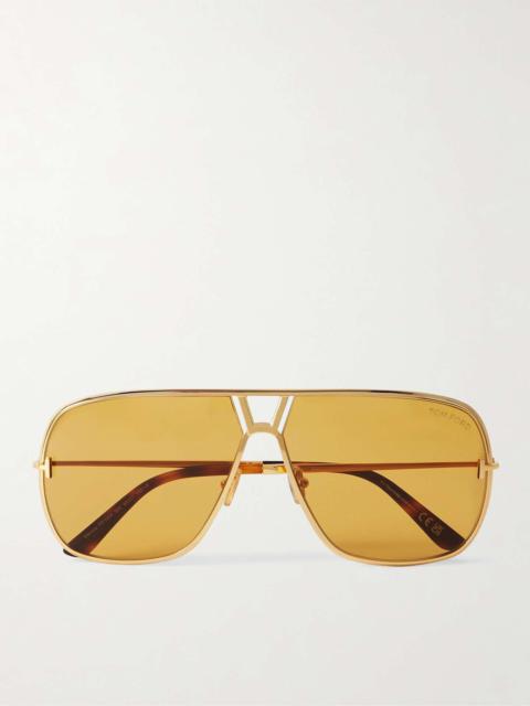 TOM FORD Stavros aviator-style gold-tone sunglasses Gold