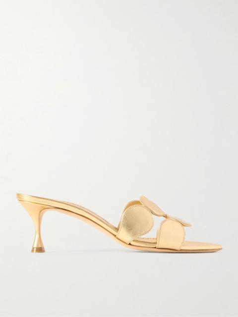 Manolo Blahnik Haribalmu 50 metallic leather sandals Gold