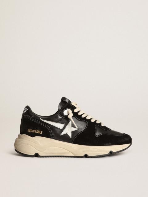 Golden Goose Men’s Running Sole in black nappa leather and suede with a white star