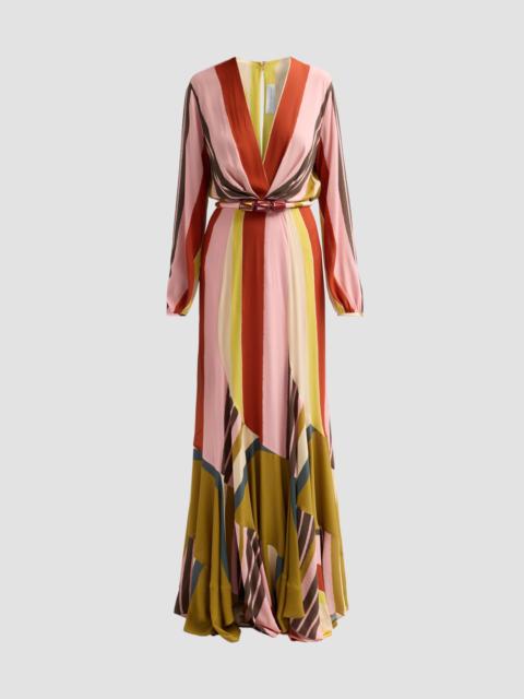 SILVIA TCHERASSI Women's Remy Plunging Striped Belted Maxi Dress - Vintage Stripes
