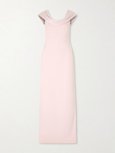 SOLACE LONDON Adele Draped Satin-trimmed Crepe Maxi Dress