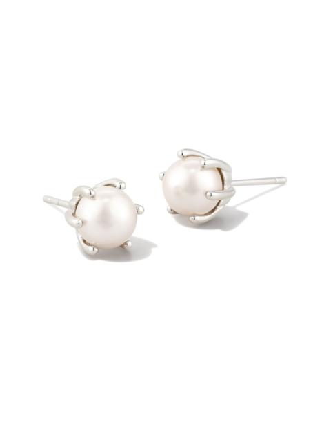 KENDRA SCOTT Ashton Silver Freshwater Cultured Pearl Stud Earrings