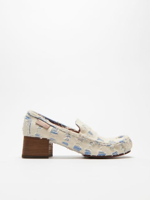 Distressed eather heel loafers - Blue/white