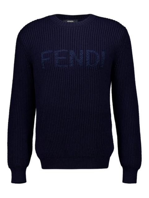 FENDI embroidered-logo long-sleeved sweater