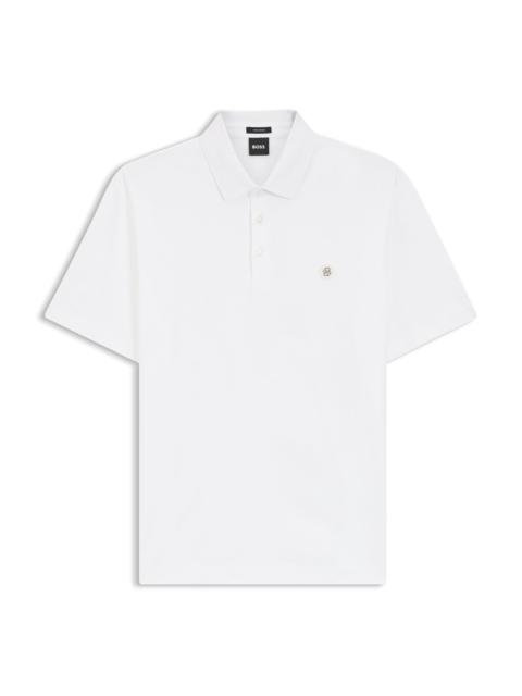 BOSS MERCERIZED-COTTON POLO SHIRT WITH DOUBLE B MONOGRAM