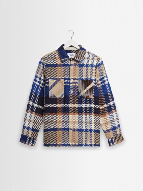 Wax London Whiting - Blue And Tan Bold Check Overshirt