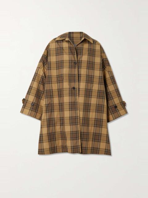 Oversized checked recycled shell coat