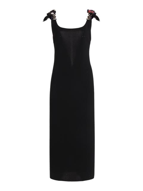 VERSACE Silk-Detailed Knit Midi Dress black