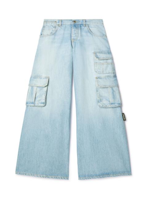 Off-White Light Blue Denim Wide-leg Cargo Pants