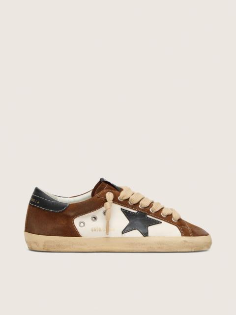 Golden Goose Men's Super-Star in white leather and brown suede with black leather star