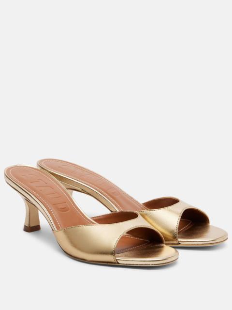 STAUD Brigitte 100 metallic leather mules