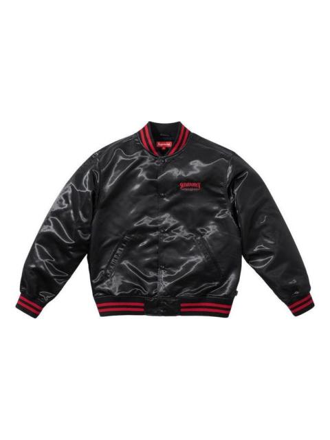 Supreme Supreme x Thrasher Satin Varsity Jacket 'Black Red' SUP-FW21-211