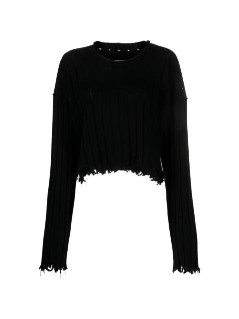 UMA WANG distressed ribbed-knit sweater