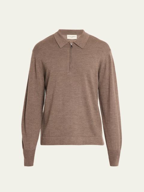 OFFICINE GÉNÉRALE Men's Bene Merino Wool Quarter-Zip Polo Sweater
