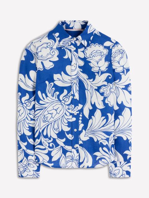 BODEN Sienna Linen Shirt-Blue, Botanical Flourish