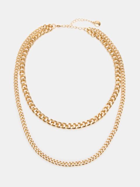STEVE MADDEN MULTI-ROW LINK CHAIN NECKLACE GOLD