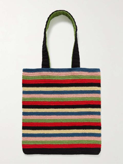 BODE Village Striped Crocheted Cotton Tote Bag