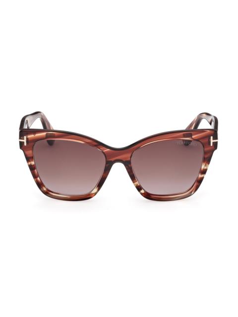 TOM FORD Women's Elvira 55MM Square Sunglasses - Brown Burgundy