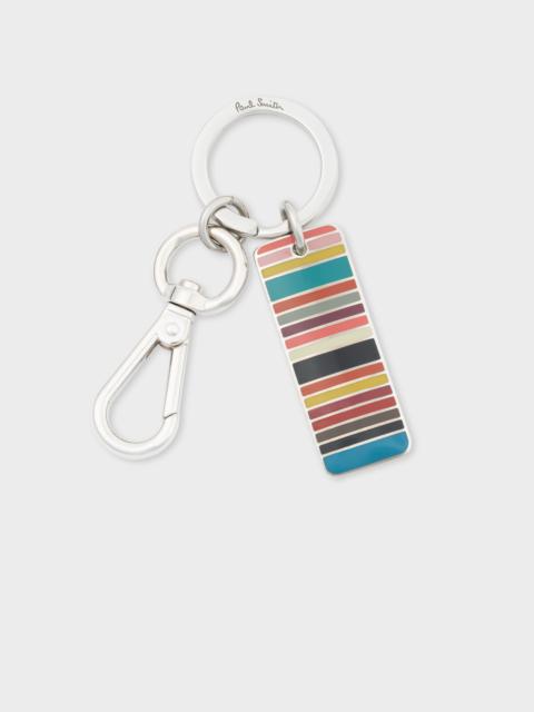 Paul Smith 'Signature Stripe' Tag Metal Keyring