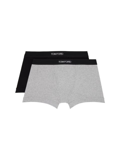 TOM FORD Two-Pack Black & Gray Cotton Boxer Briefs