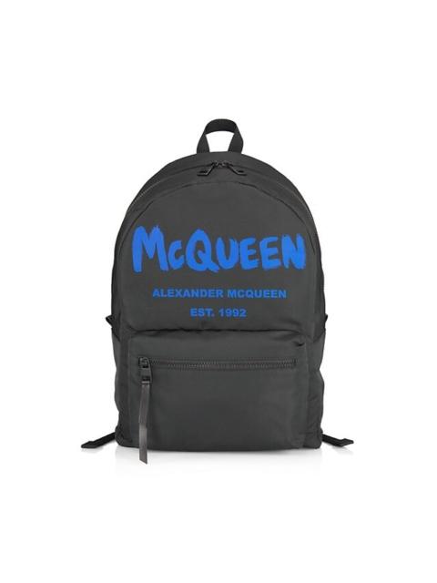 Alexander McQueen Black Graffiti Metropolitan Backpack