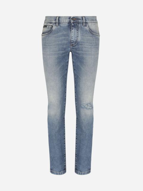 Dolce & Gabbana Light blue skinny stretch jeans with rips