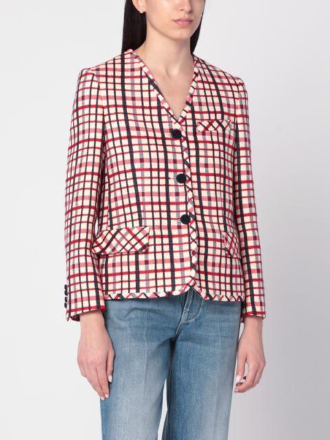 Check-pattern jacket in virgin wool and cotton