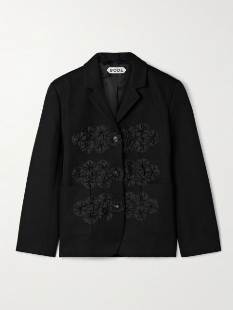BODE Ribbon Garland grosgrain-trimmed cotton-twill jacket Black