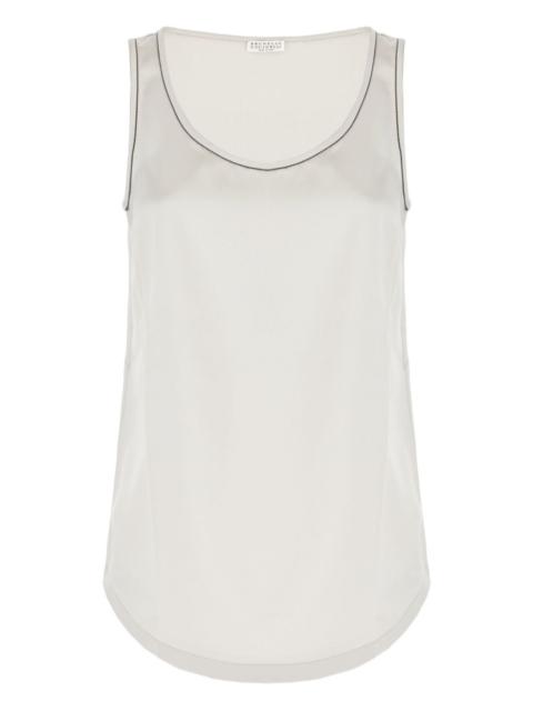 Brunello Cucinelli embellished-trim satin top